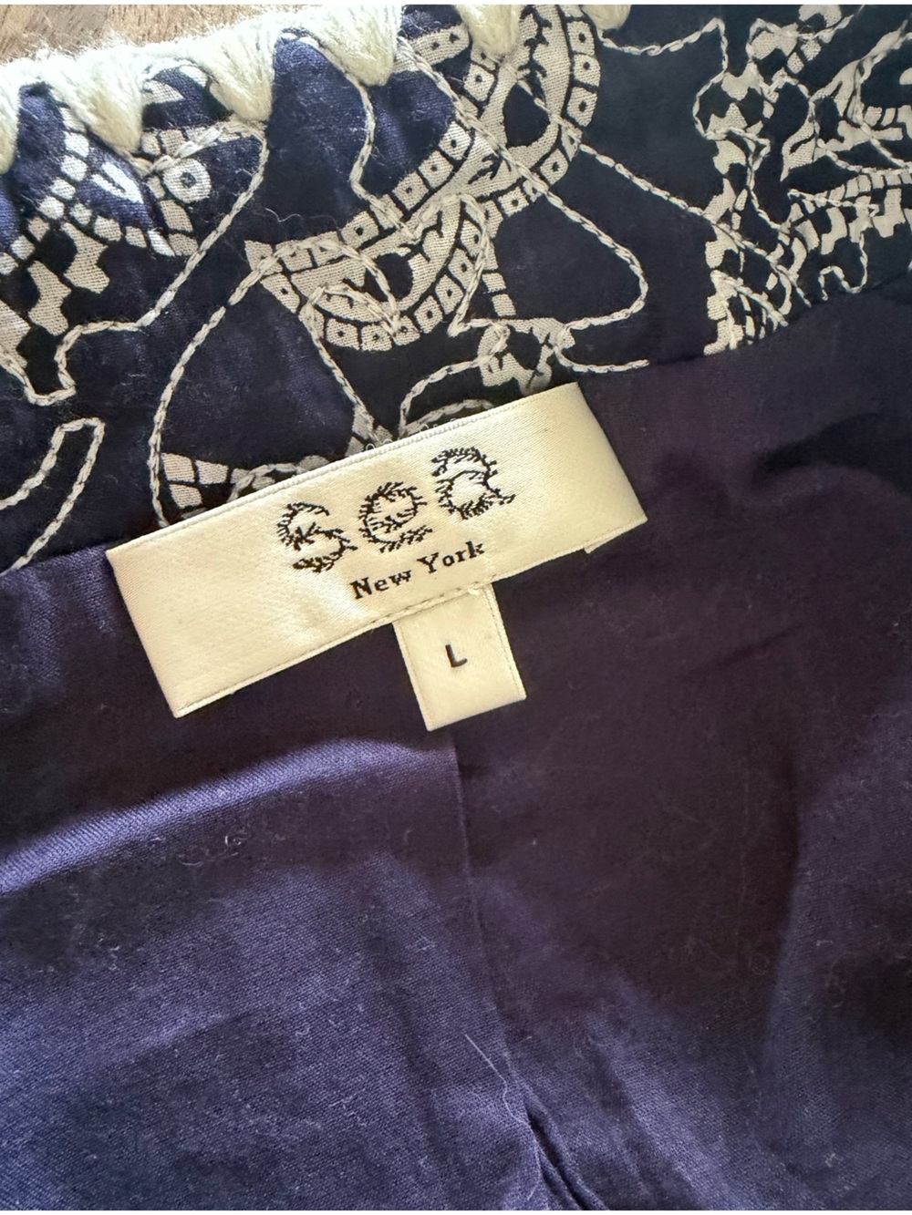 Sea New York Theodora Navy and White Paisley Cropped Jacket - Picture 3 of 9